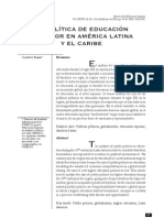 La politica de educación superior en América Latina y el Caribe