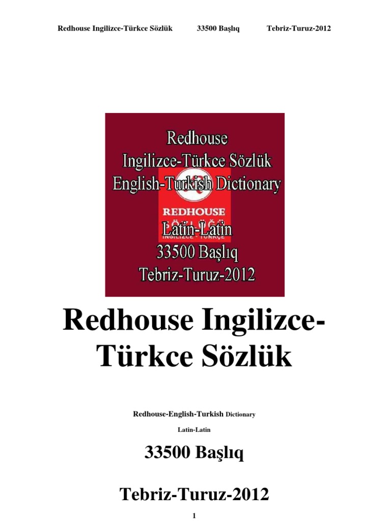 0551 Redhouse Ingilizce Turkce Sozluk Redhouse English Turkish Dictionary (Latin Latin) (33500 Bashliq) (Tebriz Turuz 2012)