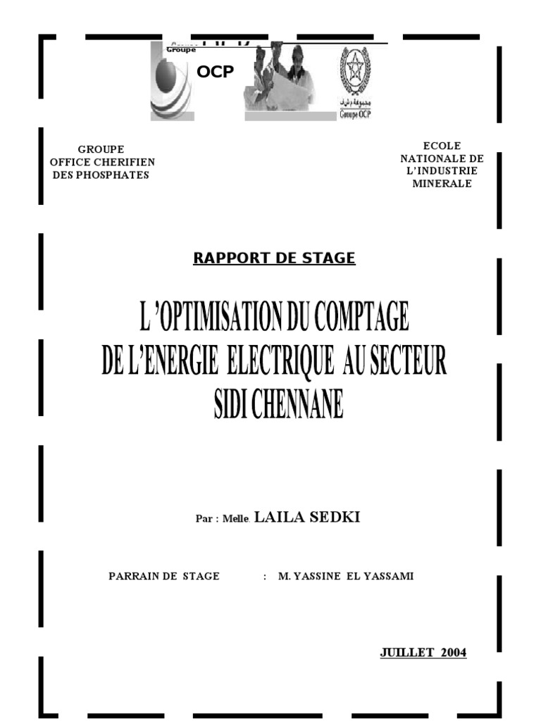 Rapport De Stage Ocp Électromagnétisme Business