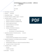 List of Topics For Prosthodontics 2nd Year Ug Lecture