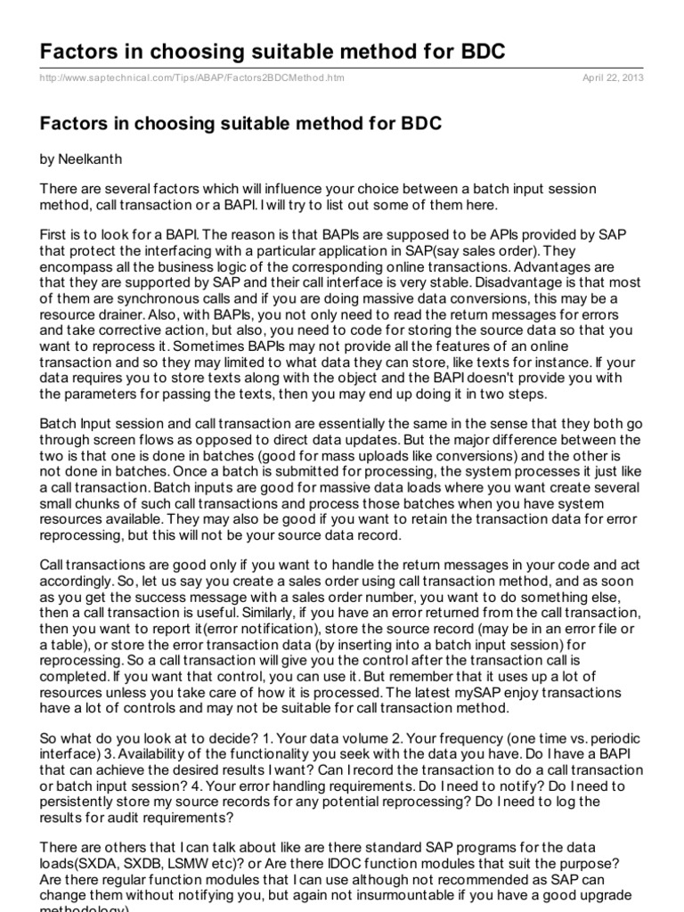 Factors in Choosing Suitable Method For BDC PDF | PDF
