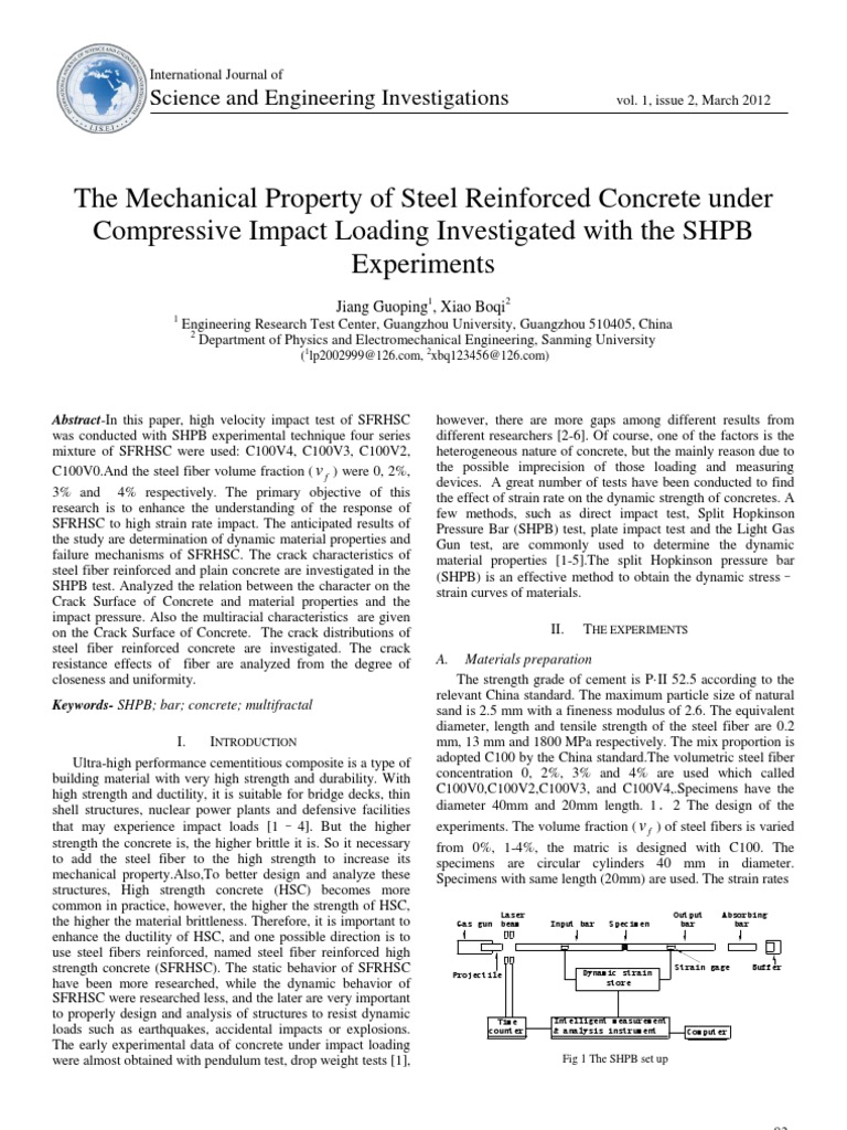 Steel Fiber Reinforced Concrete Impact Study | PDF | Strength Of ...