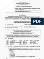 PNP Entrance Exam Requirements Oct 2013