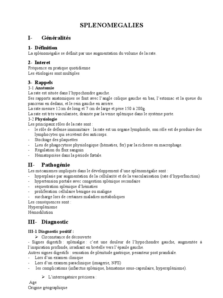 Classification de Hackett de la splénomégalie | PDF | Rate | Médecine