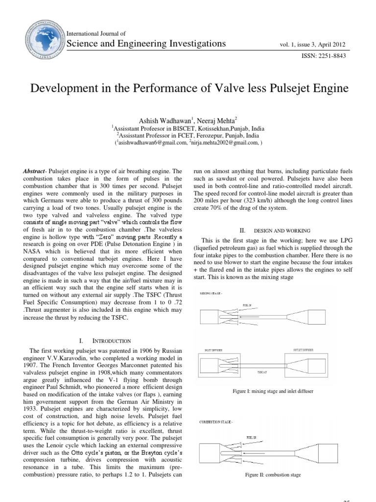 Development in The Performance of Valve Less Pulsejet Engine | PDF ...
