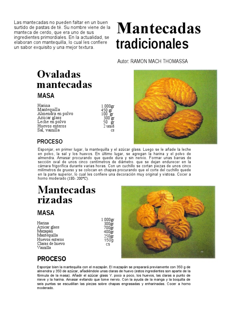 Tipos de Mantecadas Tradicionales | PDF | Mantequilla | Huevo como alimento