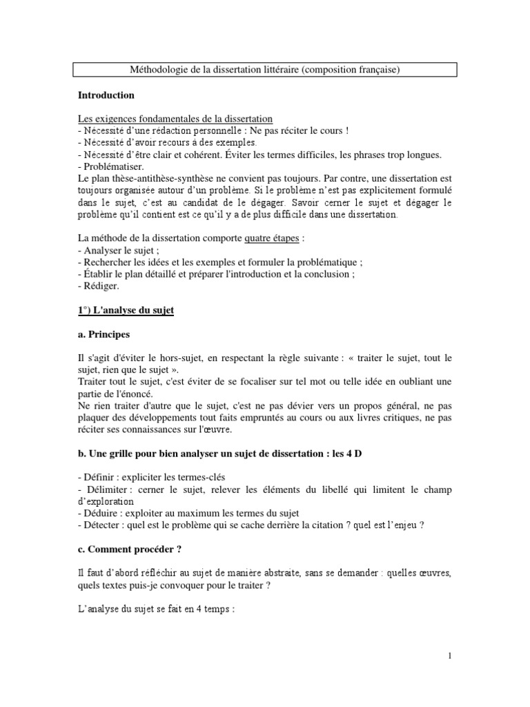 Dissertation Litteraire Pdf Definition Phrase