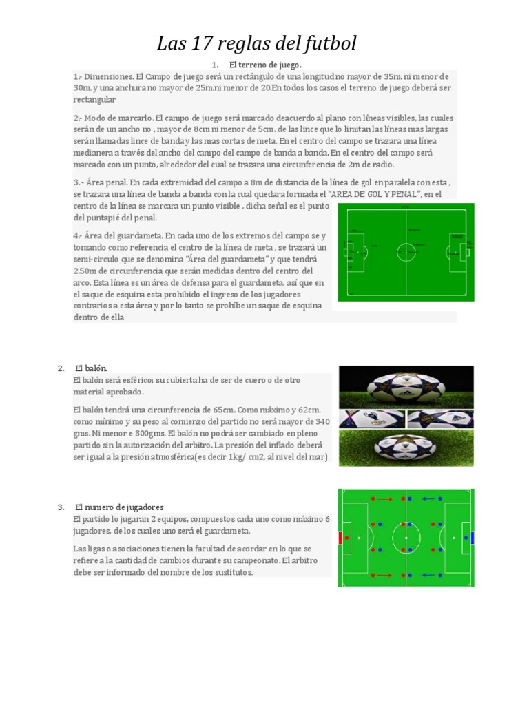 Las 17 Reglas Del Futbol Variantes deportivas Códigos