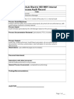 Schulz Electric ISO 9001 Internal Audit Record - Internal Audit Process