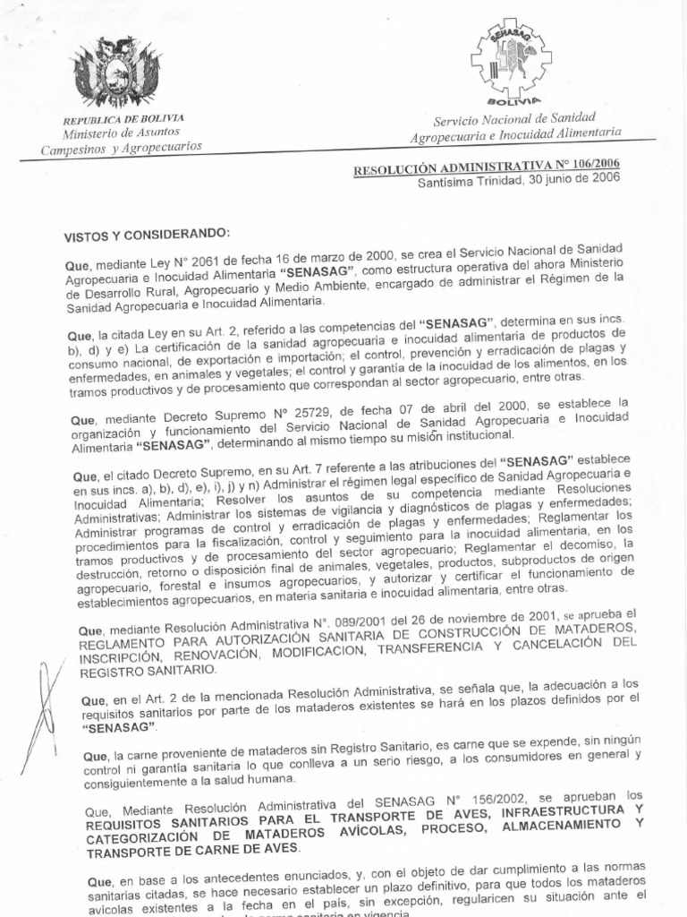 Resolucion Administrativa N_ 106_2006