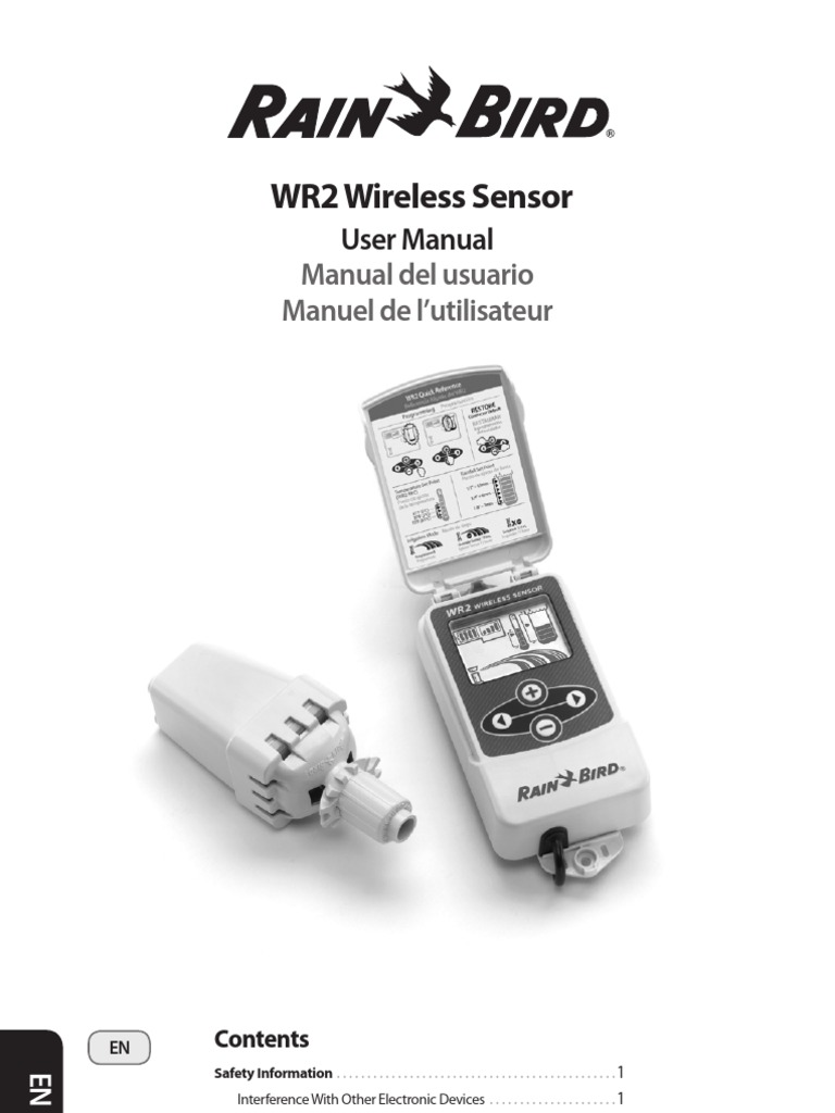 Rain Bird WR2 Wireless Sensor Manual PDF Electric Current