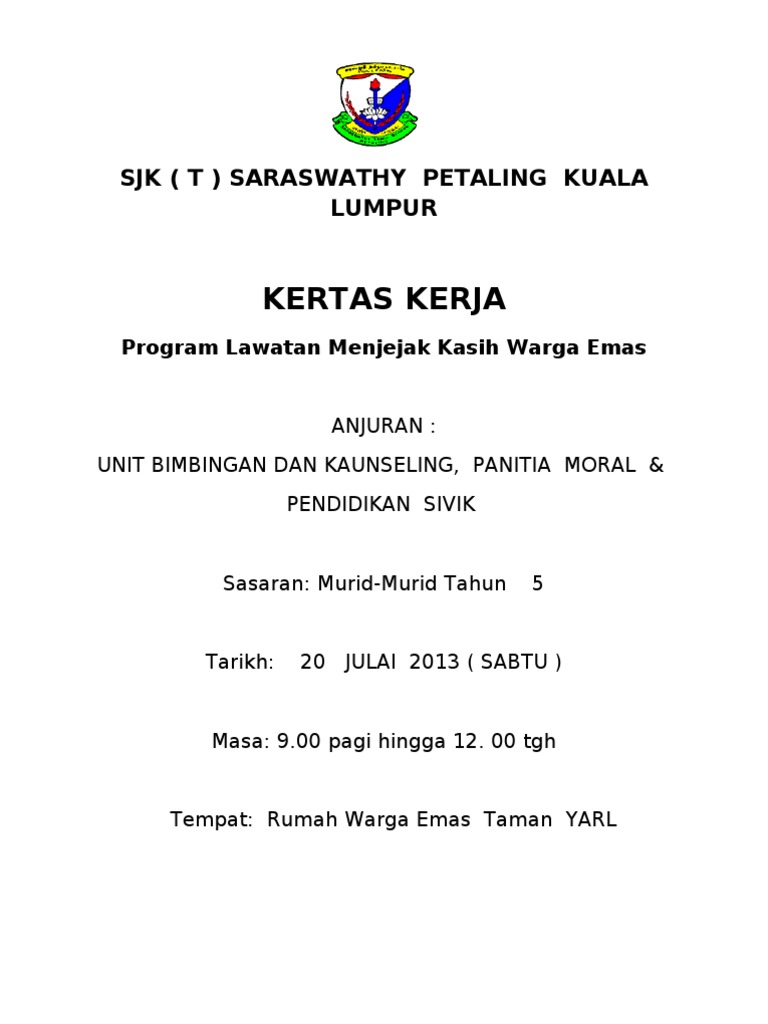 Kertas Kerja Warga Tua Emas Pdf