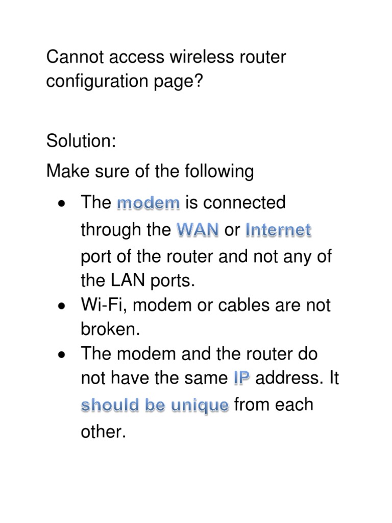 How To Fix - Can't Access Wireless Router Configuration Page | PDF