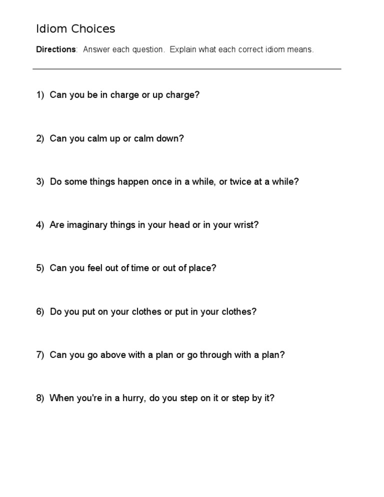 Understanding Common Question Idioms | PDF
