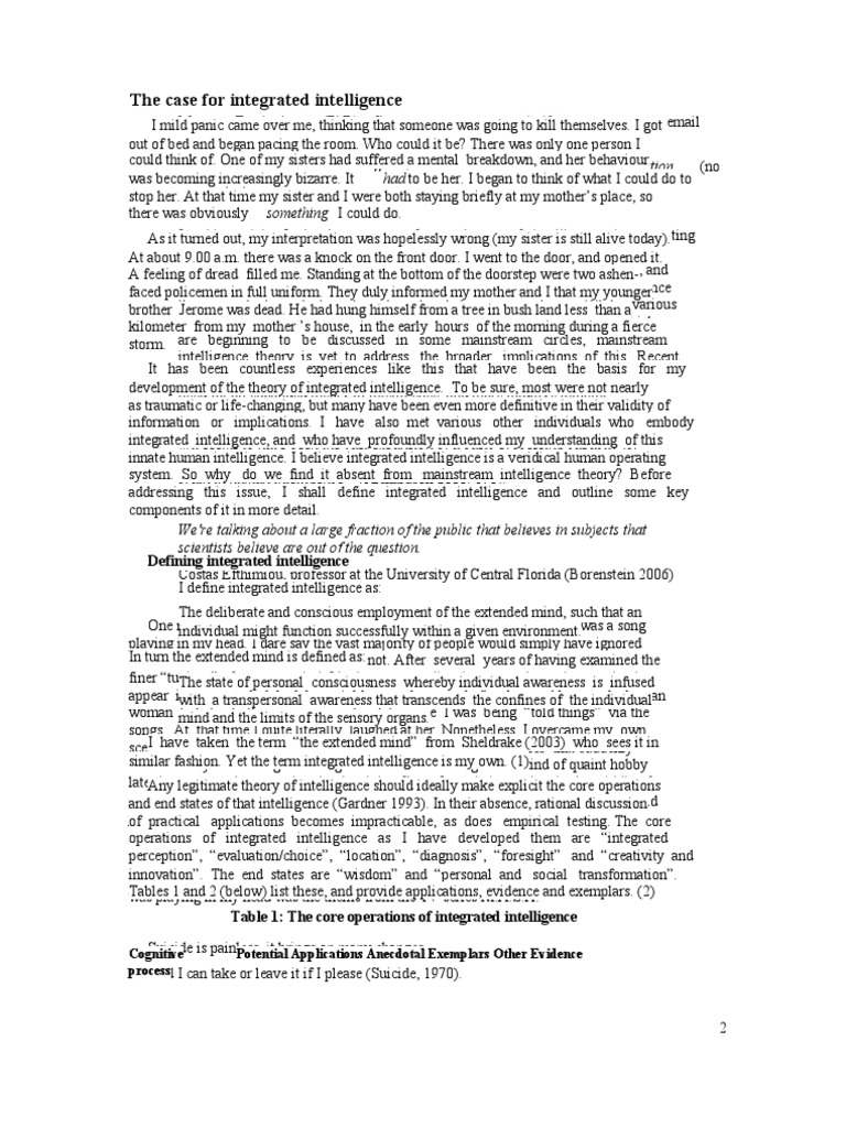 The Case For Integrated Intelligence | PDF | Transpersonal Psychology ...