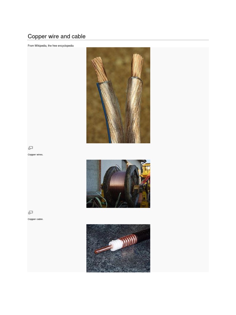 Copper Wire and Cable From Wikipedia, The Free Encyclopedia PDF