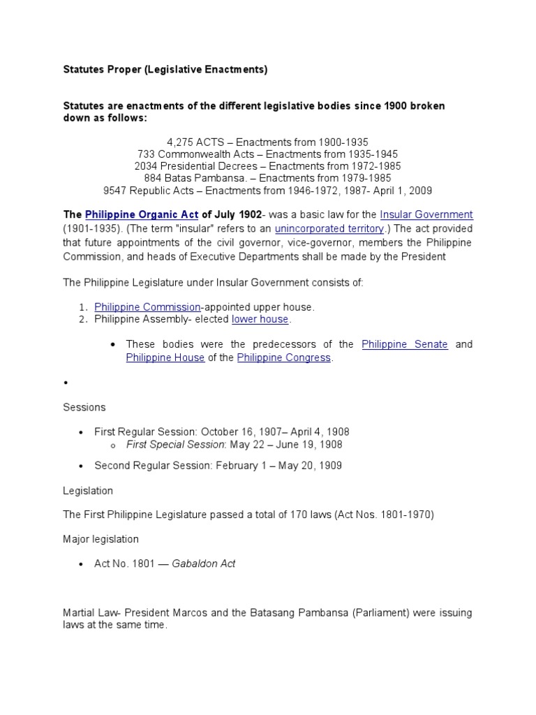 Statutes Proper United States Congress United States Government
