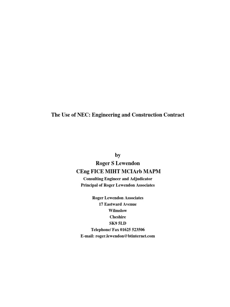 NEC Engineering and Construction Overview | PDF | Option (Finance ...