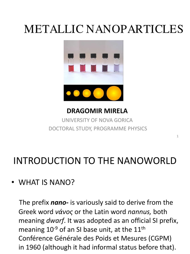 Metallic Nanoparticles | PDF | Nanoparticle | Surface Plasmon Resonance