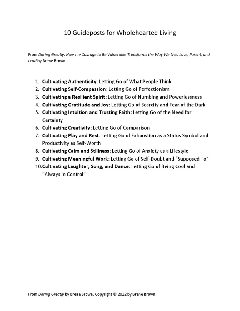 10 Guideposts For Wholehearted Living | PDF | Emotions | Psychological ...