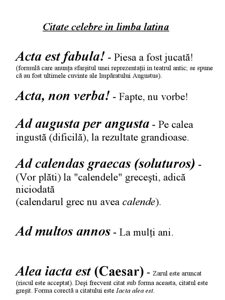 Citate Celebre in Limba Latina PDF