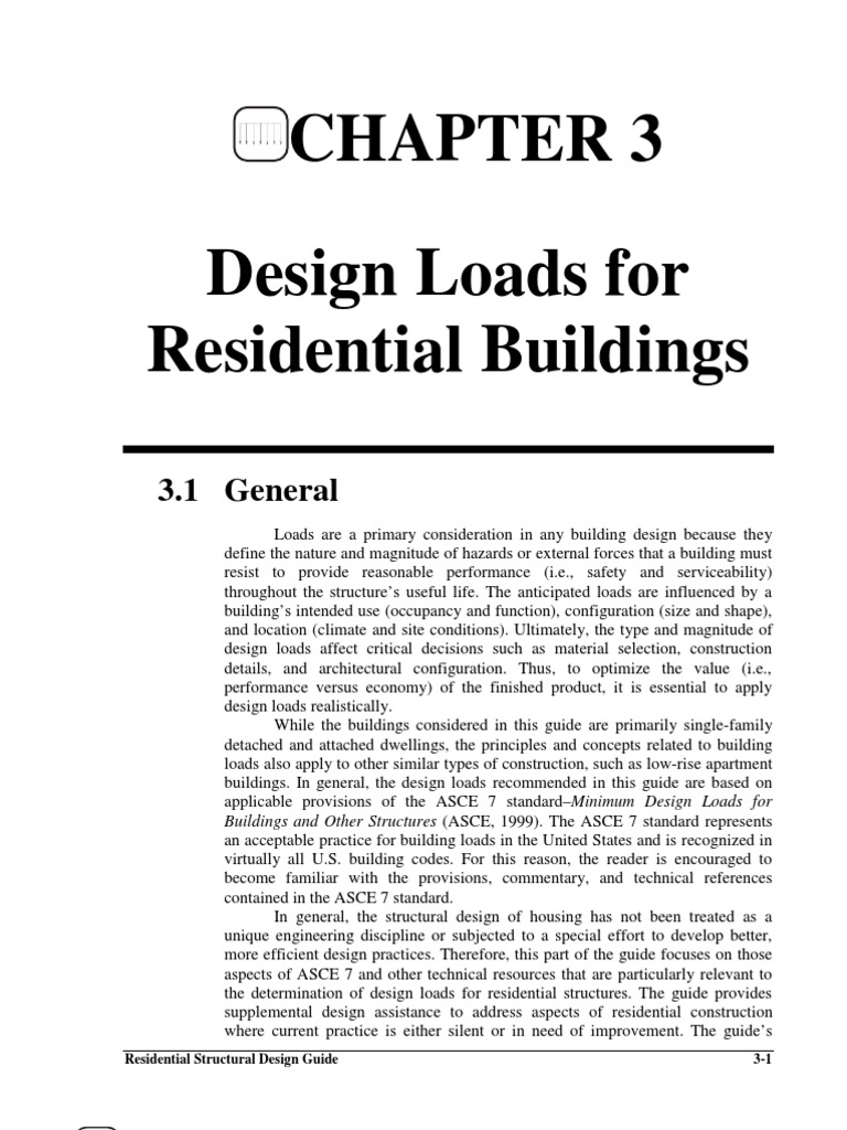 Design Loads For Residential Buildings: 3.1 General | PDF