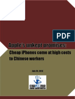 Rapport de l'ONG China Labor sur les conditions de travail dans les usines Pegatron