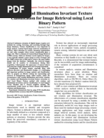 Rotation and Illumination Invariant Texture
Classification for Image Retrieval using Local
Binary Pattern