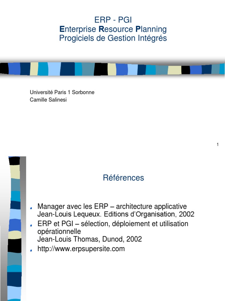 Cours Erp Principes Progiciel De Gestion Integre Affaires