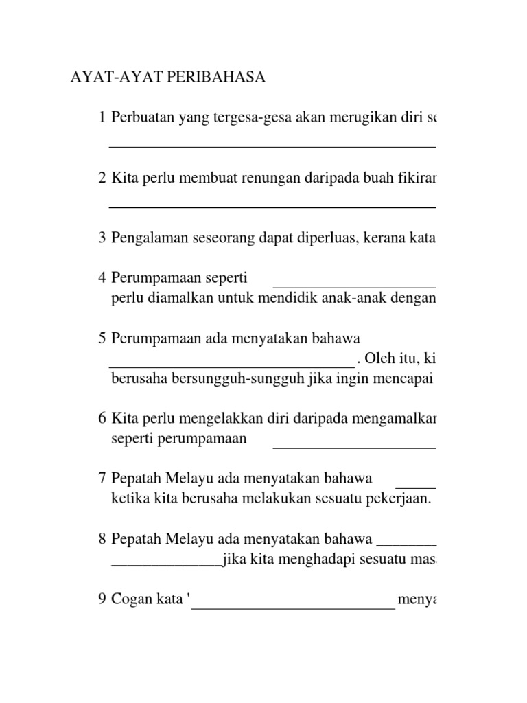 Ayat Ayat Peribahasa Karangan Pdf