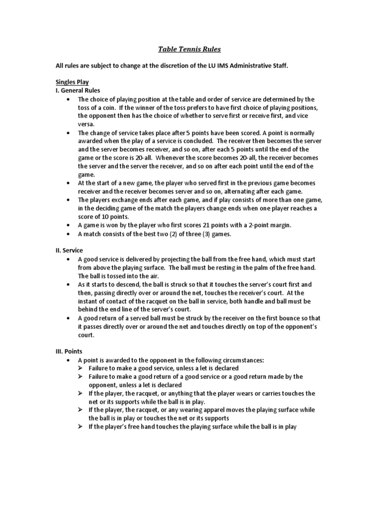 IMS Table Tennis Rules PDF