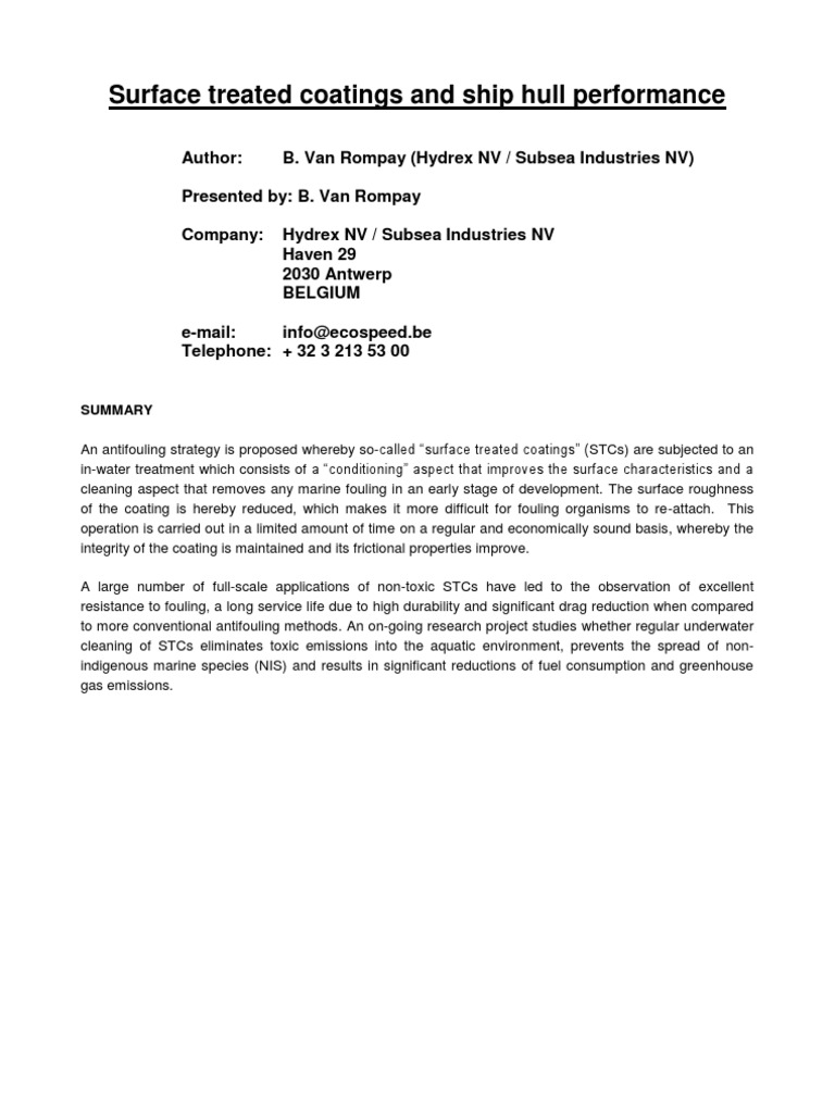 Surface Treated Coatings for Hulls | PDF | Surface Roughness | Air ...