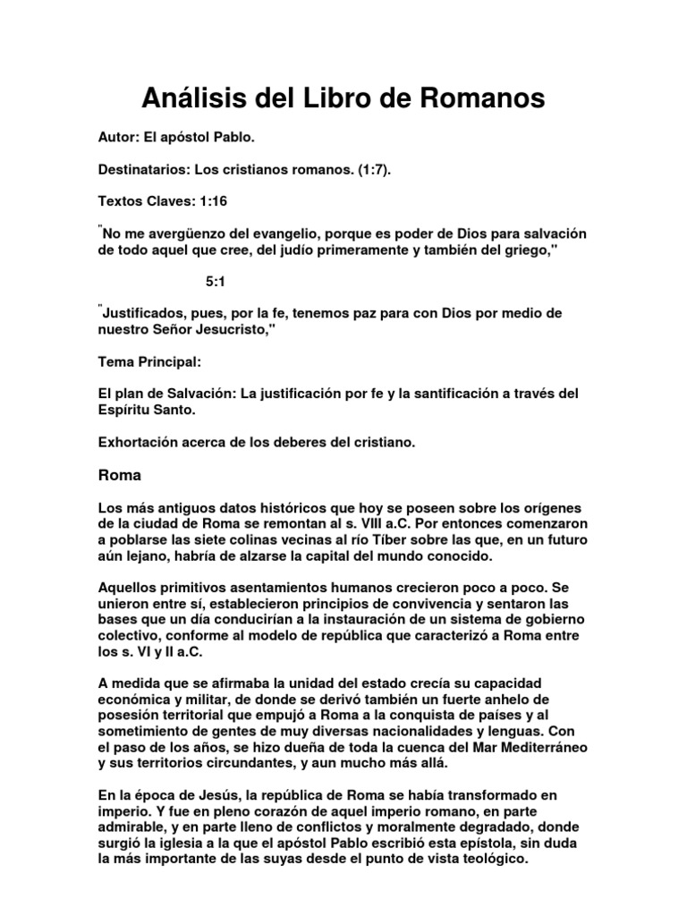 Análisis Del Libro de Romanos | PDF | Pablo el apóstol | Gracia divina