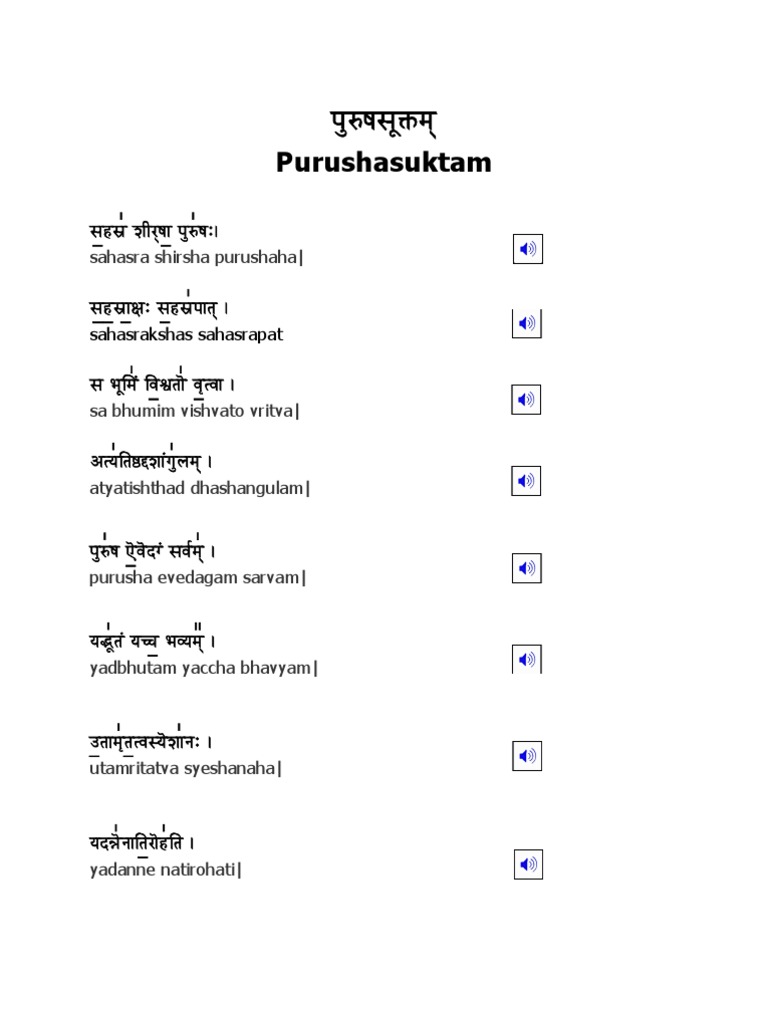 Purusha Suktam en Sanskrit PDF | PDF