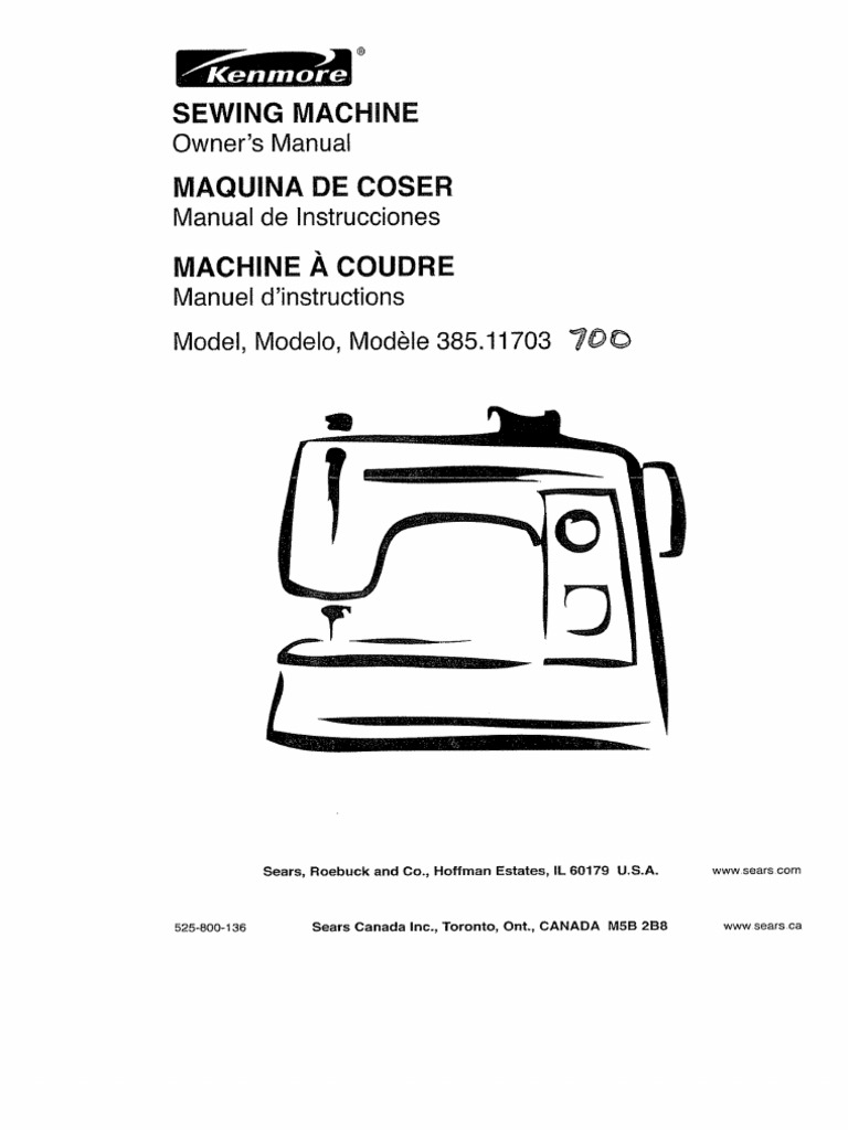 Sewing Machine Owner's Manual 385.11703 | PDF