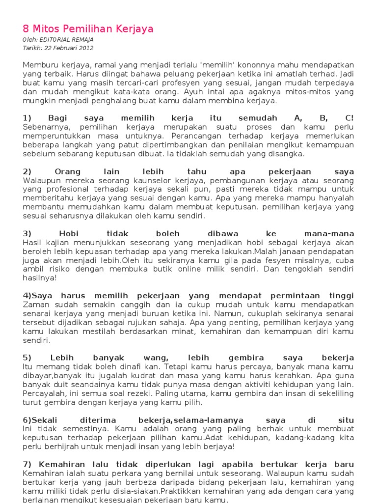 Pemilihan Kerjaya Pdf