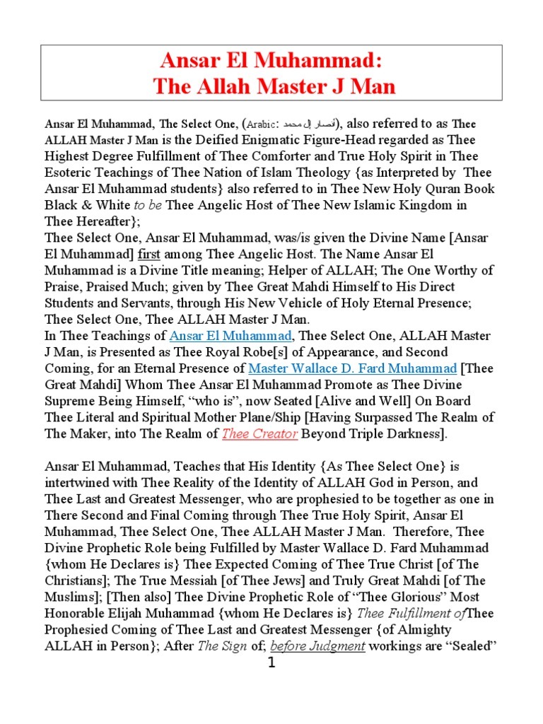 Ansar El Muhammad: The Divine Select One | PDF | Prophets And ...