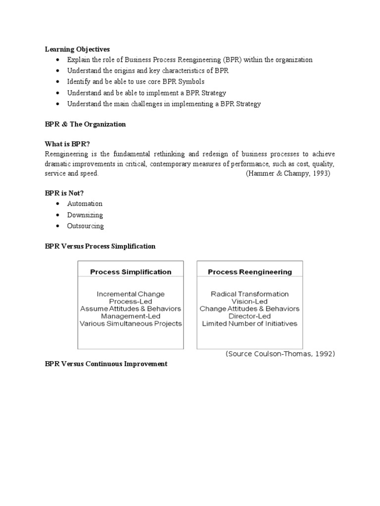 Business Process Reengineering Overview | PDF | Business Process | Business