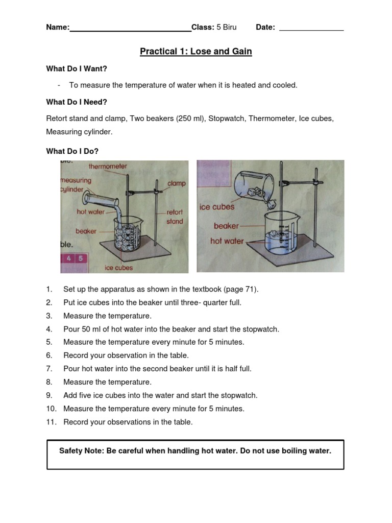 Practical 1: Temperature Changes Experiment | PDF