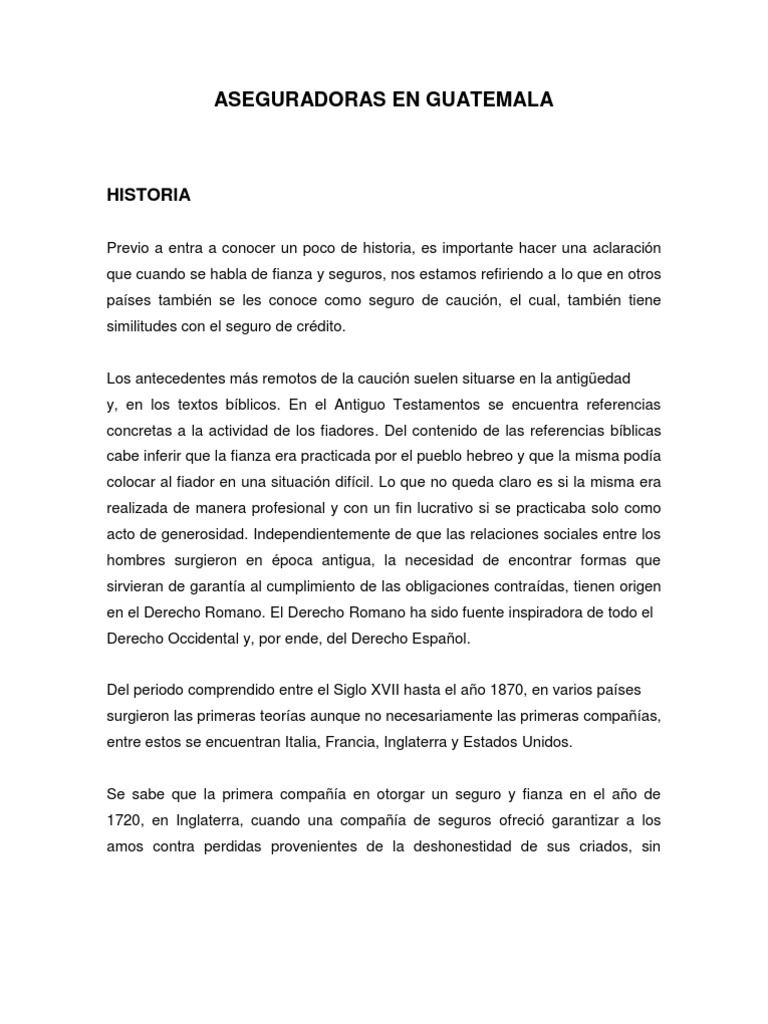 Aseguradoras en Guatemala | PDF | Reaseguro | Póliza de seguros