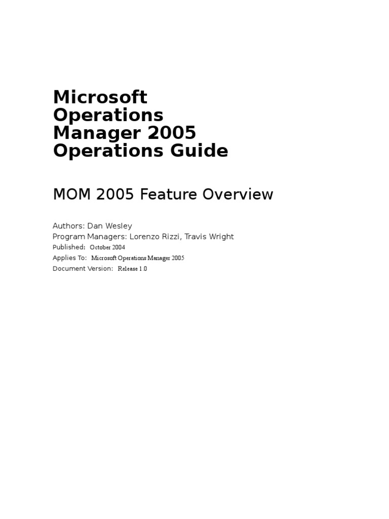 Microsoft Operations Manager Overview – GVUS