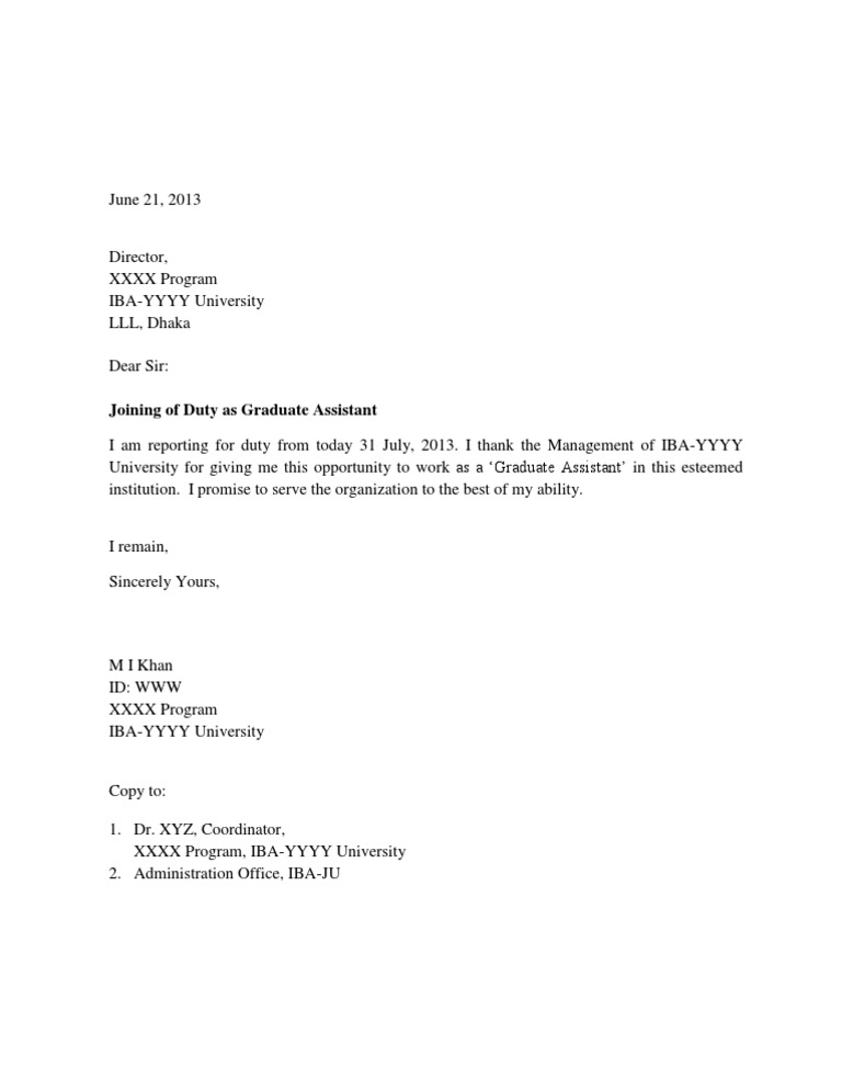 Graduate Assistant Duty Notification | PDF