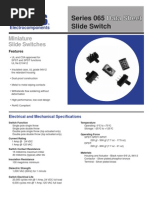 Series 065 Slide Switch: Data Sheet Data Sheet