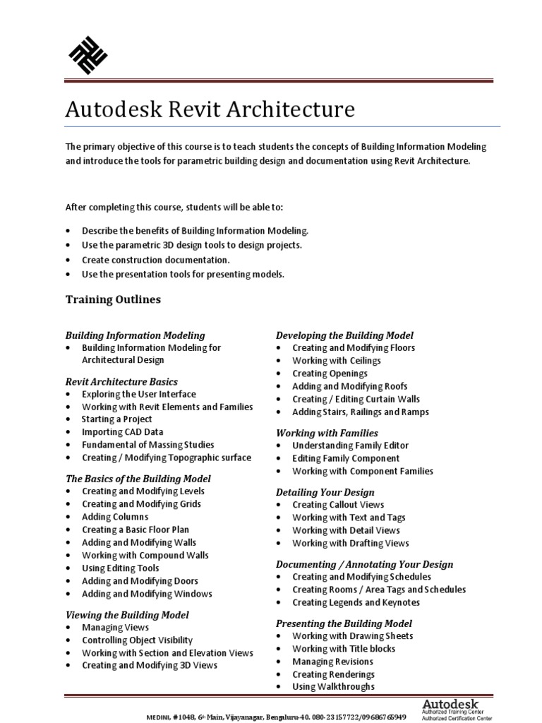 Revit Architecture Course Overview | PDF | Autodesk Revit | Computing