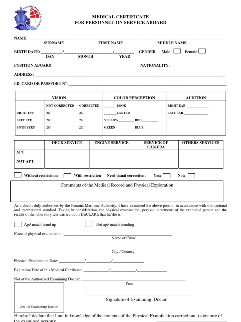 Panama Medical Certificate - New To Be Applied | PDF | Medicine 