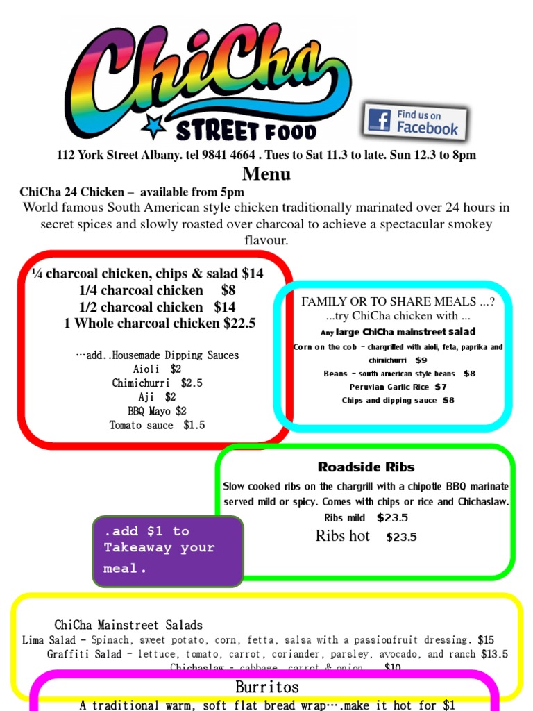 Chicha Restaurant Menu Overview | PDF | Salsa (Sauce) | Hamburgers