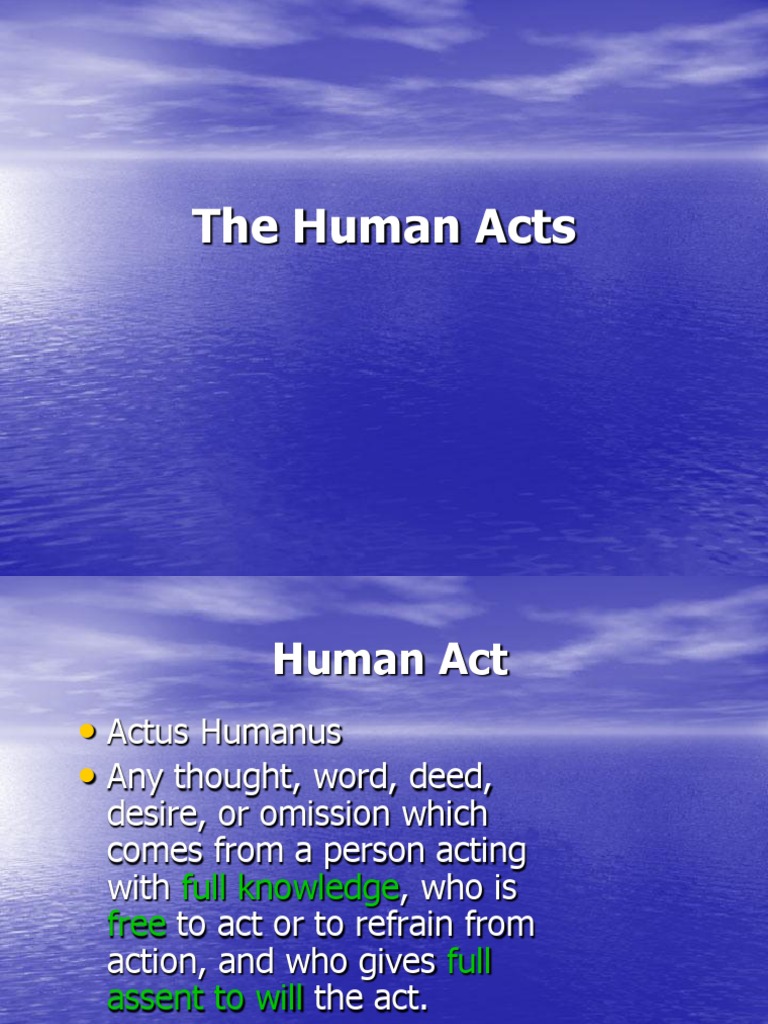 Human Acts (Part 3) Free Will Test (Assessment) Free 30day Trial