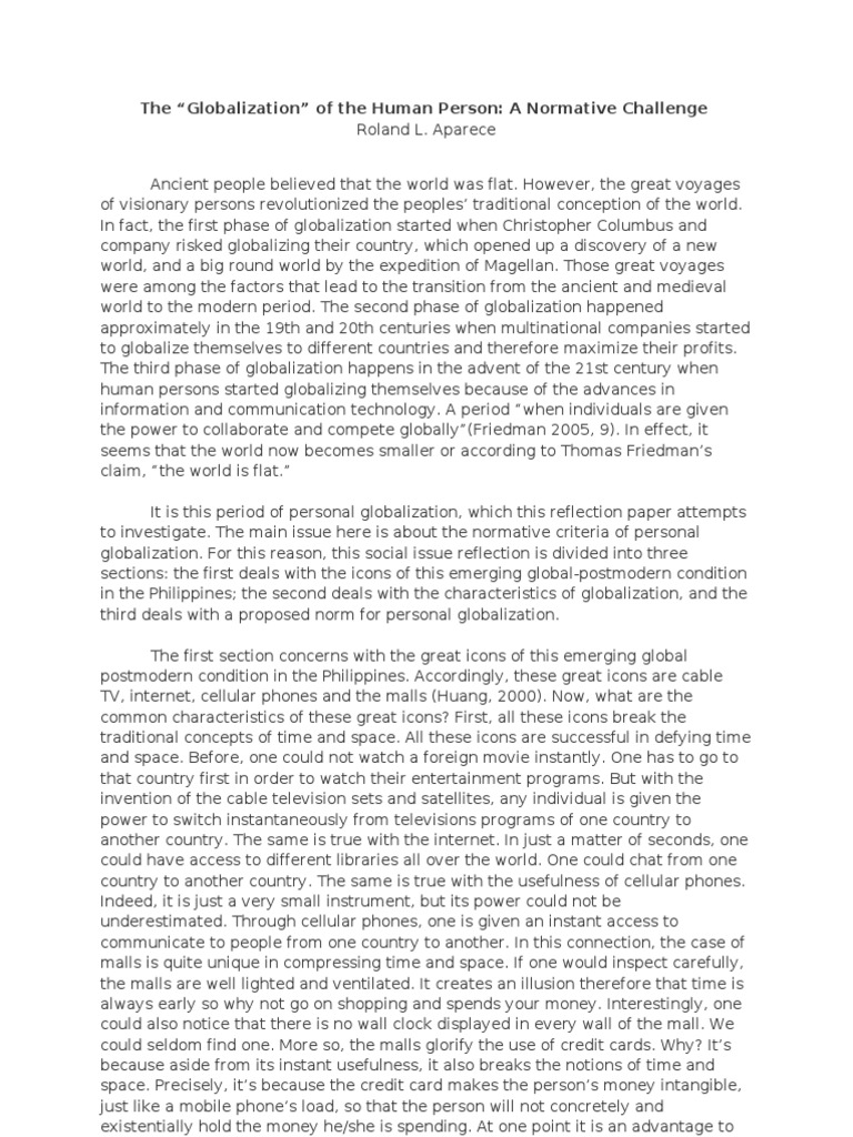 The Globalization of The Human Person | PDF | Conscience | Globalization