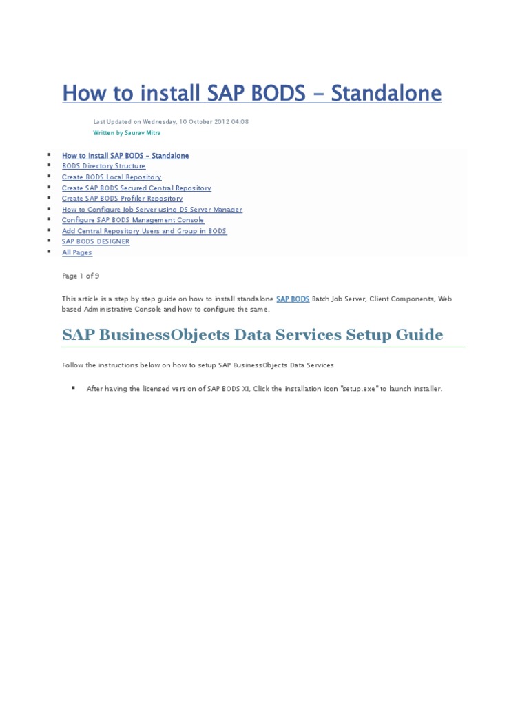 How to Install SAP BODS | Metadata | Databases