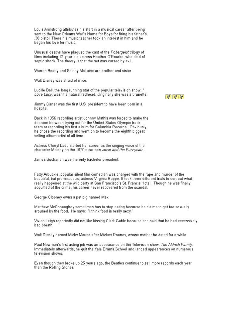 Celebrity Facts | PDF | Leisure | Entertainment (General)